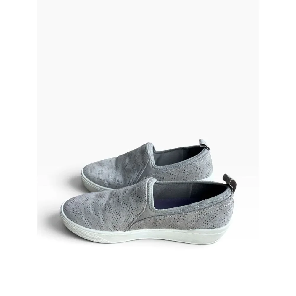 Dr Scholls Womens 8.5 Madison Gray Perforated Slip On Platform Sneakers Shoe 8.5